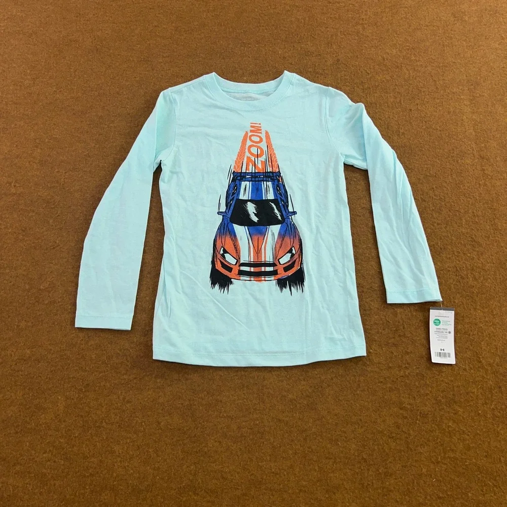 Carter's Boys 6 Blue Zoom Race Car Long Sleeve Graphic T-Shirt NWT